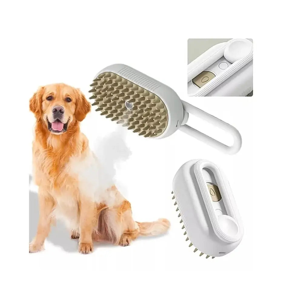 Cepillo a vapor 3 en 1 para mascotas. - “3-in-1 Steam Brush for Pets” .