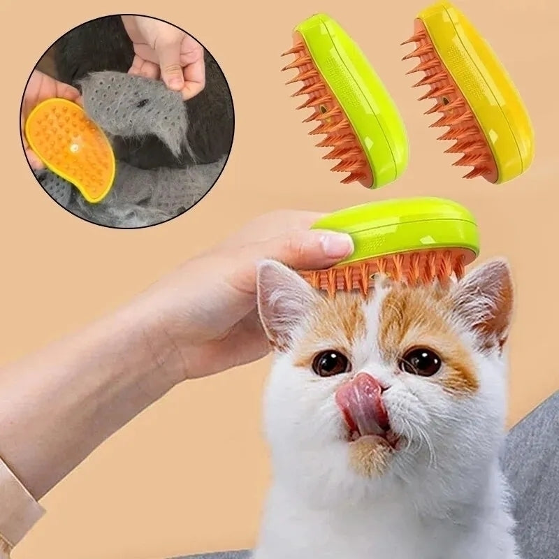 Cepillo a vapor 3 en 1 para mascotas. - “3-in-1 Steam Brush for Pets” .
