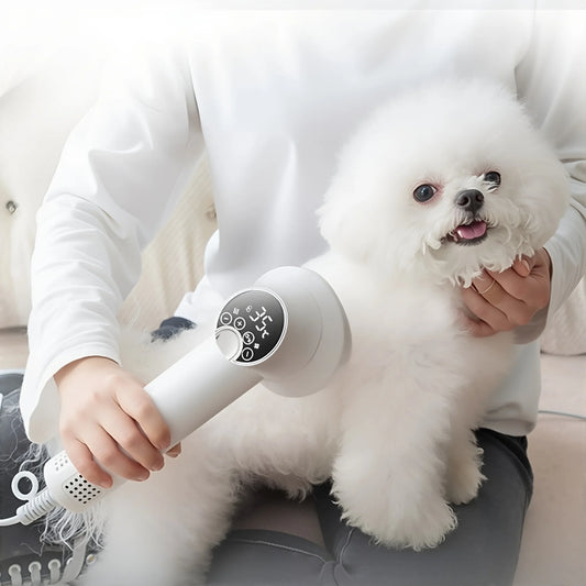 Secador de pelo inteligente 2 en 1 para mascota. - "2-in-1 Smart Pet Dryer – Dry & Groom with Ease"