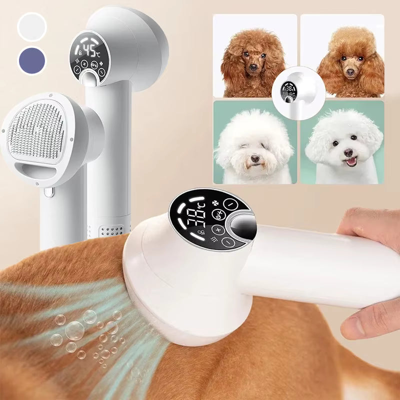 Secador de pelo inteligente 2 en 1 para mascota. - "2-in-1 Smart Pet Dryer – Dry & Groom with Ease"
